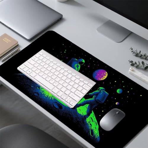 Planeten Mauspad 900x500x3mm, Mousepad Gaming Mauspad Grün Mousepad XXL, Mouse Pad mit Vernähten Kanten und rutschfeste Gummibasis, Schreibtisch Zubehör, Maus Pad für Gaming Tastatur und Maus, f-438 Bild 4