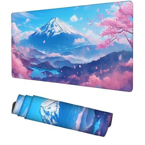 Schneeberge Mauspad 1000x500x3mm, Mousepad Gaming Mauspad Blau (1) Mousepad XXL, Mouse Pad mit Vernähten Kanten und rutschfeste Gummibasis, Schreibtisch Zubehör, für Gaming Tastatur und Maus, f-448 Bild 1