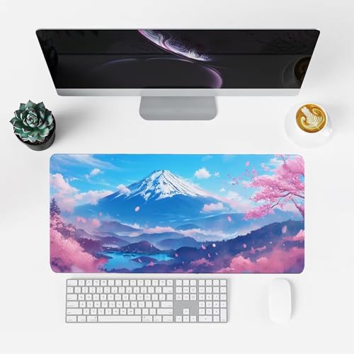 Schneeberge Mauspad 1000x500x3mm, Mousepad Gaming Mauspad Blau (1) Mousepad XXL, Mouse Pad mit Vernähten Kanten und rutschfeste Gummibasis, Schreibtisch Zubehör, für Gaming Tastatur und Maus, f-448 Bild 2