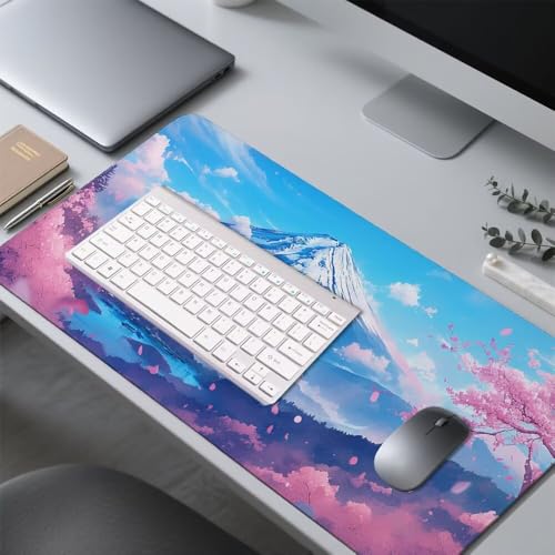 Schneeberge Mauspad 1000x500x3mm, Mousepad Gaming Mauspad Blau (1) Mousepad XXL, Mouse Pad mit Vernähten Kanten und rutschfeste Gummibasis, Schreibtisch Zubehör, für Gaming Tastatur und Maus, f-448 Bild 4