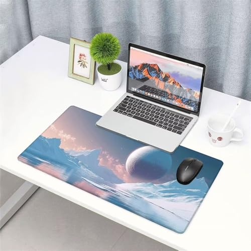 Planeten Mauspad 1000x500x3mm, Mousepad Gaming Mauspad Schneeberge Mousepad XXL, Mouse Pad mit Vernähten Kanten und rutschfeste Gummibasis, Schreibtisch Zubehör, für Gaming Tastatur und Maus, f-434 Bild 3
