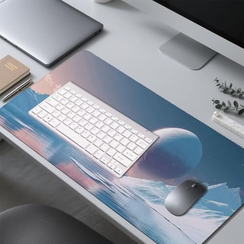 Planeten Mauspad 1000x500x3mm, Mousepad Gaming Mauspad Schneeberge Mousepad XXL, Mouse Pad mit Vernähten Kanten und rutschfeste Gummibasis, Schreibtisch Zubehör, für Gaming Tastatur und Maus, f-434 Bild 4