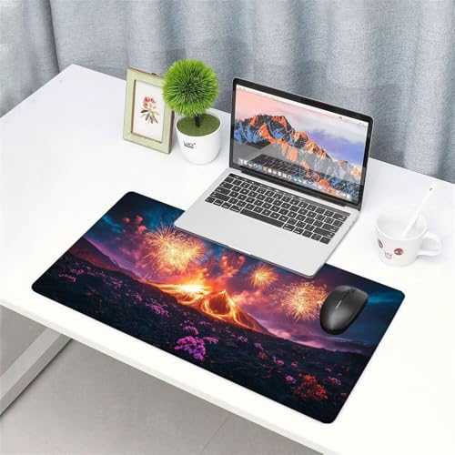 Feuerfeuer Mauspad 1000x500x3mm, Mousepad Gaming Mauspad Landschaft Mousepad XXL, Mouse Pad mit Vernähten Kanten und rutschfeste Gummibasis, Schreibtisch Zubehör, für Gaming Tastatur und Maus, f-452 Bild 3