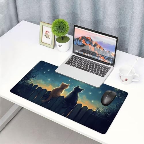 Mond Mauspad 900x500x3mm, Mousepad Gaming Mauspad Katze Mousepad XXL, Mouse Pad mit Vernähten Kanten und rutschfeste Gummibasis, Schreibtisch Zubehör, Maus Pad für Gaming Tastatur und Maus, f-462 Bild 3