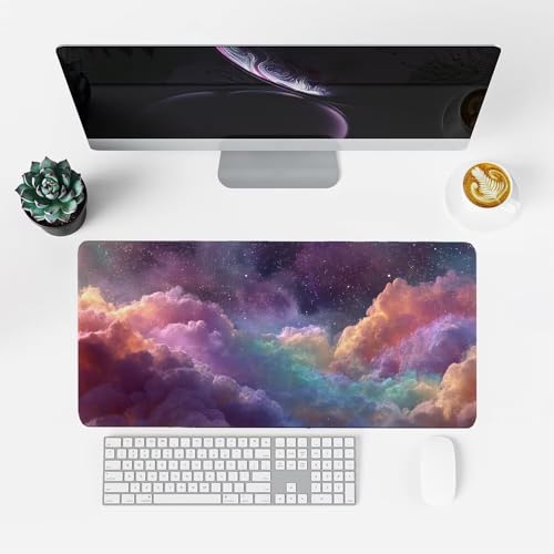 Wolken Mauspad 900x500x3mm, Mousepad Gaming Mauspad Farbe Mousepad XXL, Mouse Pad mit Vernähten Kanten und rutschfeste Gummibasis, Schreibtisch Zubehör, Maus Pad für Gaming Tastatur und Maus, f-468 Bild 2