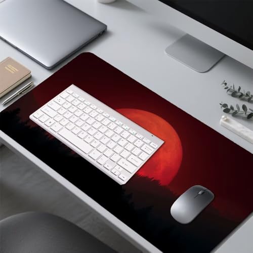 Mond Mauspad 1000x500x3mm, Mousepad Gaming Mauspad rot Mousepad XXL, Mouse Pad mit Vernähten Kanten und rutschfeste Gummibasis, Schreibtisch Zubehör, Maus Pad für Gaming Tastatur und Maus, f-466 Bild 4