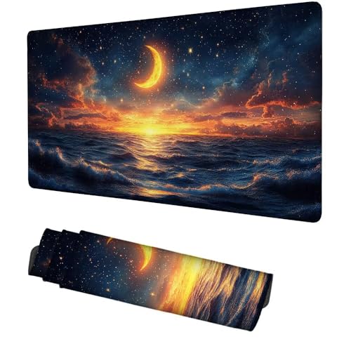 Mond Mauspad 900x500x3mm, Mousepad Gaming Mauspad Abstraktion Mousepad XXL, Mouse Pad mit Vernähten Kanten und rutschfeste Gummibasis, Schreibtisch Zubehör, für Gaming Tastatur und Maus, f-456 Bild 1