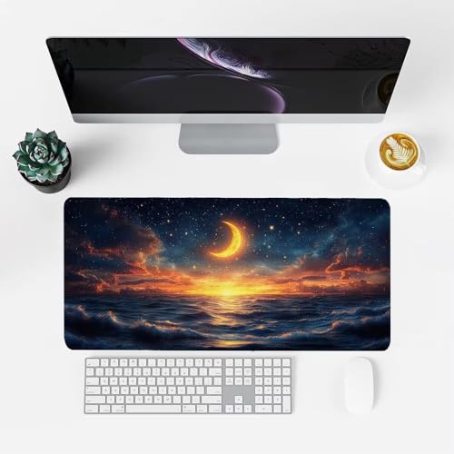 Mond Mauspad 900x500x3mm, Mousepad Gaming Mauspad Abstraktion Mousepad XXL, Mouse Pad mit Vernähten Kanten und rutschfeste Gummibasis, Schreibtisch Zubehör, für Gaming Tastatur und Maus, f-456 Bild 2