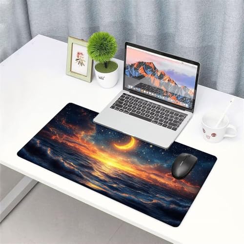 Mond Mauspad 900x500x3mm, Mousepad Gaming Mauspad Abstraktion Mousepad XXL, Mouse Pad mit Vernähten Kanten und rutschfeste Gummibasis, Schreibtisch Zubehör, für Gaming Tastatur und Maus, f-456 Bild 3
