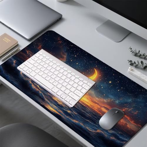 Mond Mauspad 900x500x3mm, Mousepad Gaming Mauspad Abstraktion Mousepad XXL, Mouse Pad mit Vernähten Kanten und rutschfeste Gummibasis, Schreibtisch Zubehör, für Gaming Tastatur und Maus, f-456 Bild 4