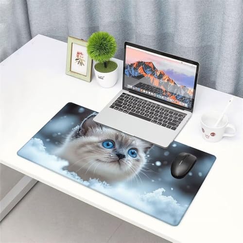 Schnee Mauspad 1000x500x3mm, Mousepad Gaming Mauspad Tier Mousepad XXL, Mouse Pad mit Vernähten Kanten und rutschfeste Gummibasis, Schreibtisch Zubehör, Maus Pad für Gaming Tastatur und Maus, f-442 Bild 3