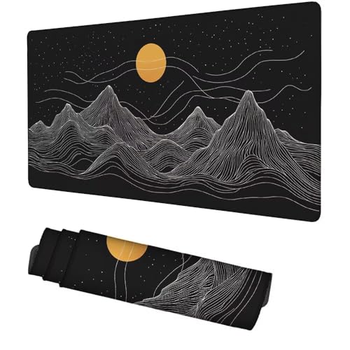 Mond Mauspad 900x500x3mm, Mousepad Gaming Mauspad Schwarz Mousepad XXL, Mouse Pad mit Vernähten Kanten und rutschfeste Gummibasis, Schreibtisch Zubehör, Maus Pad für Gaming Tastatur und Maus, f-464 Bild 1