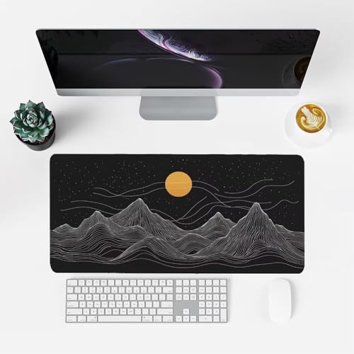 Mond Mauspad 900x500x3mm, Mousepad Gaming Mauspad Schwarz Mousepad XXL, Mouse Pad mit Vernähten Kanten und rutschfeste Gummibasis, Schreibtisch Zubehör, Maus Pad für Gaming Tastatur und Maus, f-464 Bild 2