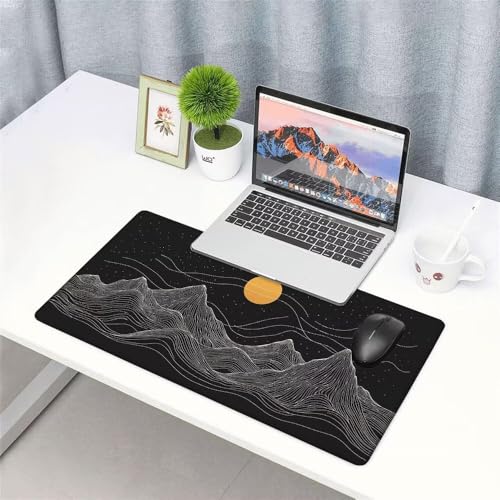 Mond Mauspad 900x500x3mm, Mousepad Gaming Mauspad Schwarz Mousepad XXL, Mouse Pad mit Vernähten Kanten und rutschfeste Gummibasis, Schreibtisch Zubehör, Maus Pad für Gaming Tastatur und Maus, f-464 Bild 3