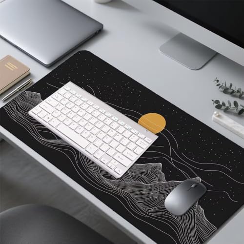 Mond Mauspad 900x500x3mm, Mousepad Gaming Mauspad Schwarz Mousepad XXL, Mouse Pad mit Vernähten Kanten und rutschfeste Gummibasis, Schreibtisch Zubehör, Maus Pad für Gaming Tastatur und Maus, f-464 Bild 4