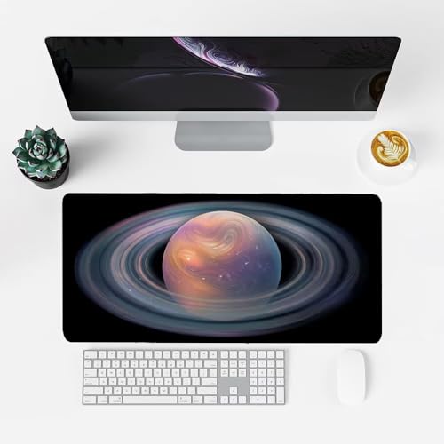 Planeten Mauspad 1000x500x3mm, Mousepad Gaming Mauspad Abstraktion Mousepad XXL, Mouse Pad mit Vernähten Kanten und rutschfeste Gummibasis, Schreibtisch Zubehör, für Gaming Tastatur und Maus, f-436 Bild 2