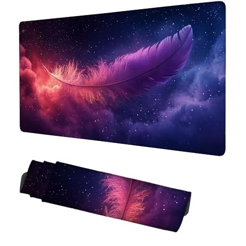 Federn Mauspad 1000x500x3mm, Mousepad Gaming Mauspad Abstraktion Mousepad XXL, Mouse Pad mit Vernähten Kanten und rutschfeste Gummibasis, Schreibtisch Zubehör, für Gaming Tastatur und Maus, f-454 Bild 1