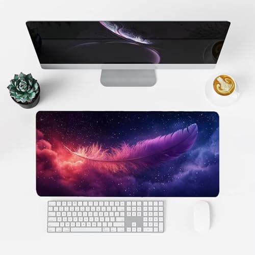 Federn Mauspad 1000x500x3mm, Mousepad Gaming Mauspad Abstraktion Mousepad XXL, Mouse Pad mit Vernähten Kanten und rutschfeste Gummibasis, Schreibtisch Zubehör, für Gaming Tastatur und Maus, f-454 Bild 2