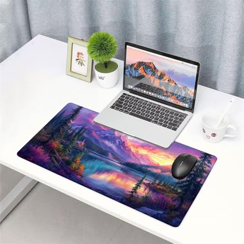 Lila Mauspad 1000x500x3mm, Mousepad Gaming Mauspad Landschaft Mousepad XXL, Mouse Pad mit Vernähten Kanten und rutschfeste Gummibasis, Schreibtisch Zubehör, für Gaming Tastatur und Maus, f-478 Bild 3