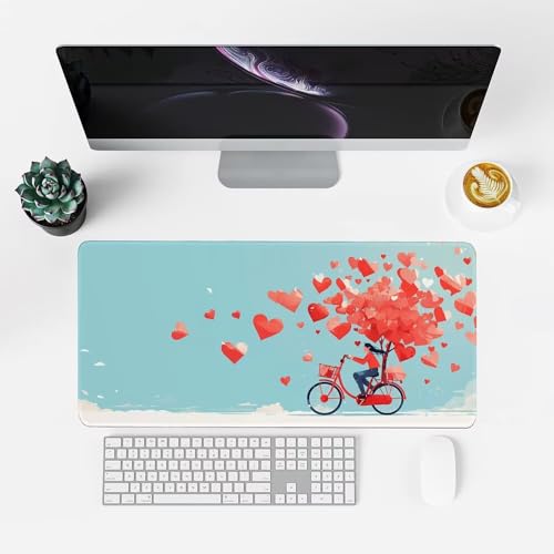 Fahrrad Mauspad 900x500x3mm, Mousepad Gaming Mauspad rot Mousepad XXL, Mouse Pad mit Vernähten Kanten und rutschfeste Gummibasis, Schreibtisch Zubehör, Maus Pad für Gaming Tastatur und Maus, f-498 Bild 2