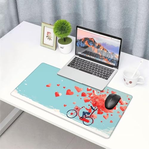 Fahrrad Mauspad 900x500x3mm, Mousepad Gaming Mauspad rot Mousepad XXL, Mouse Pad mit Vernähten Kanten und rutschfeste Gummibasis, Schreibtisch Zubehör, Maus Pad für Gaming Tastatur und Maus, f-498 Bild 3
