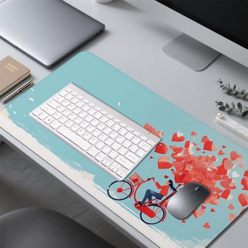 Fahrrad Mauspad 900x500x3mm, Mousepad Gaming Mauspad rot Mousepad XXL, Mouse Pad mit Vernähten Kanten und rutschfeste Gummibasis, Schreibtisch Zubehör, Maus Pad für Gaming Tastatur und Maus, f-498 Bild 4