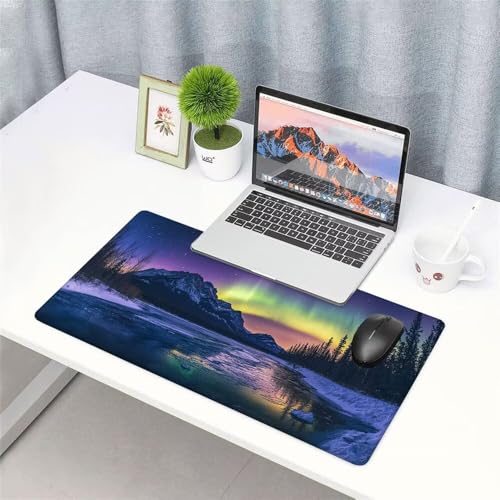 Lila Mauspad 900x500x3mm, Mousepad Gaming Mauspad Aurora Mousepad XXL, Mouse Pad mit Vernähten Kanten und rutschfeste Gummibasis, Schreibtisch Zubehör, Maus Pad für Gaming Tastatur und Maus, f-480 Bild 3