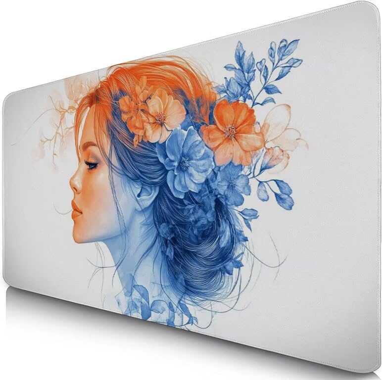 Schreibtischunterlage Lila Mauspad XXL 150x80cm Mousepad Mädchen Gaming Mauspad mit Nicht rutschender Unterlage, Vernähte Kanten WassXerdicht Anti-Rutsch Maus Pad für Laptop, Office Geschenke F0-968 Bild 1