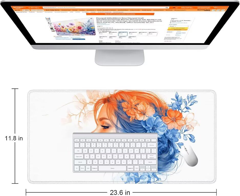 Schreibtischunterlage Lila Mauspad XXL 150x80cm Mousepad Mädchen Gaming Mauspad mit Nicht rutschender Unterlage, Vernähte Kanten WassXerdicht Anti-Rutsch Maus Pad für Laptop, Office Geschenke F0-968 Bild 2