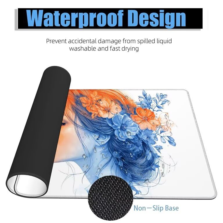 Schreibtischunterlage Lila Mauspad XXL 150x80cm Mousepad Mädchen Gaming Mauspad mit Nicht rutschender Unterlage, Vernähte Kanten WassXerdicht Anti-Rutsch Maus Pad für Laptop, Office Geschenke F0-968 Bild 4
