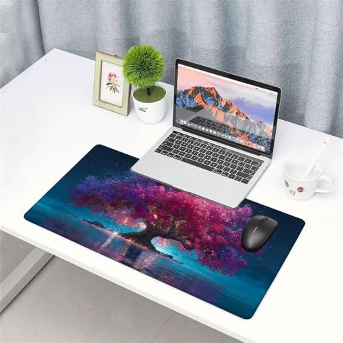 Lila Mauspad 1000x500x3mm, Mousepad Gaming Mauspad Baum Mousepad XXL, Mouse Pad mit Vernähten Kanten und rutschfeste Gummibasis, Schreibtisch Zubehör, Maus Pad für Gaming Tastatur und Maus, f-488 Bild 3