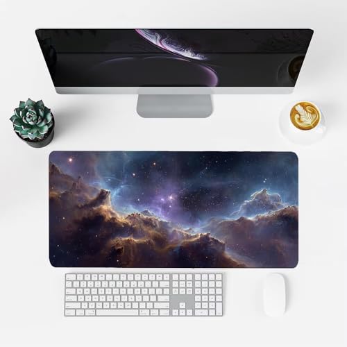 Lila Mauspad 900x500x3mm, Mousepad Gaming Mauspad Abstraktion Mousepad XXL, Mouse Pad mit Vernähten Kanten und rutschfeste Gummibasis, Schreibtisch Zubehör, für Gaming Tastatur und Maus, f-476 Bild 2