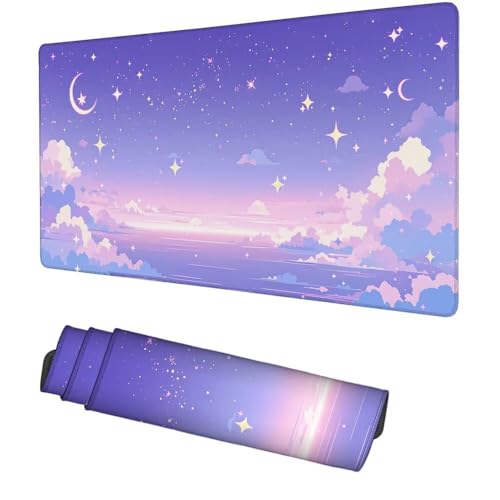 Lila Mauspad 1000x500x3mm, Mousepad Gaming Mauspad Fantasie Mousepad XXL, Mouse Pad mit Vernähten Kanten und rutschfeste Gummibasis, Schreibtisch Zubehör, Maus Pad für Gaming Tastatur und Maus, f-484 Bild 1