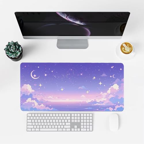 Lila Mauspad 1000x500x3mm, Mousepad Gaming Mauspad Fantasie Mousepad XXL, Mouse Pad mit Vernähten Kanten und rutschfeste Gummibasis, Schreibtisch Zubehör, Maus Pad für Gaming Tastatur und Maus, f-484 Bild 2