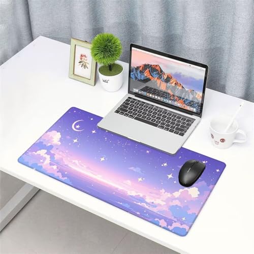 Lila Mauspad 1000x500x3mm, Mousepad Gaming Mauspad Fantasie Mousepad XXL, Mouse Pad mit Vernähten Kanten und rutschfeste Gummibasis, Schreibtisch Zubehör, Maus Pad für Gaming Tastatur und Maus, f-484 Bild 3