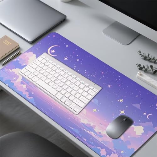 Lila Mauspad 1000x500x3mm, Mousepad Gaming Mauspad Fantasie Mousepad XXL, Mouse Pad mit Vernähten Kanten und rutschfeste Gummibasis, Schreibtisch Zubehör, Maus Pad für Gaming Tastatur und Maus, f-484 Bild 4