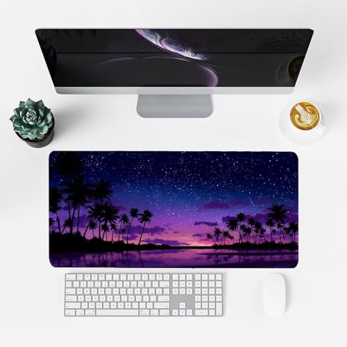 Pflanze Mauspad 1000x500x3mm, Mousepad Gaming Mauspad Lila Mousepad XXL, Mouse Pad mit Vernähten Kanten und rutschfeste Gummibasis, Schreibtisch Zubehör, Maus Pad für Gaming Tastatur und Maus, f-472 Bild 2