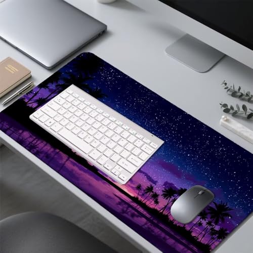 Pflanze Mauspad 1000x500x3mm, Mousepad Gaming Mauspad Lila Mousepad XXL, Mouse Pad mit Vernähten Kanten und rutschfeste Gummibasis, Schreibtisch Zubehör, Maus Pad für Gaming Tastatur und Maus, f-472 Bild 4