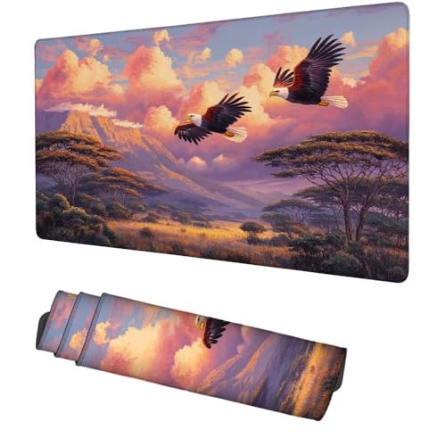 Lila Mauspad 1000x500x3mm, Mousepad Gaming Mauspad Adler Mousepad XXL, Mouse Pad mit Vernähten Kanten und rutschfeste Gummibasis, Schreibtisch Zubehör, Maus Pad für Gaming Tastatur und Maus, f-482 Bild 1