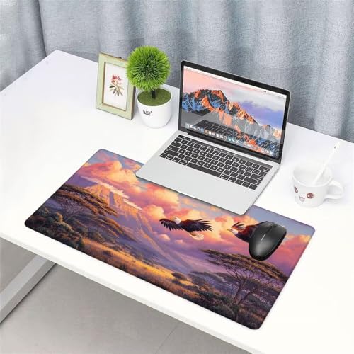 Lila Mauspad 1000x500x3mm, Mousepad Gaming Mauspad Adler Mousepad XXL, Mouse Pad mit Vernähten Kanten und rutschfeste Gummibasis, Schreibtisch Zubehör, Maus Pad für Gaming Tastatur und Maus, f-482 Bild 3