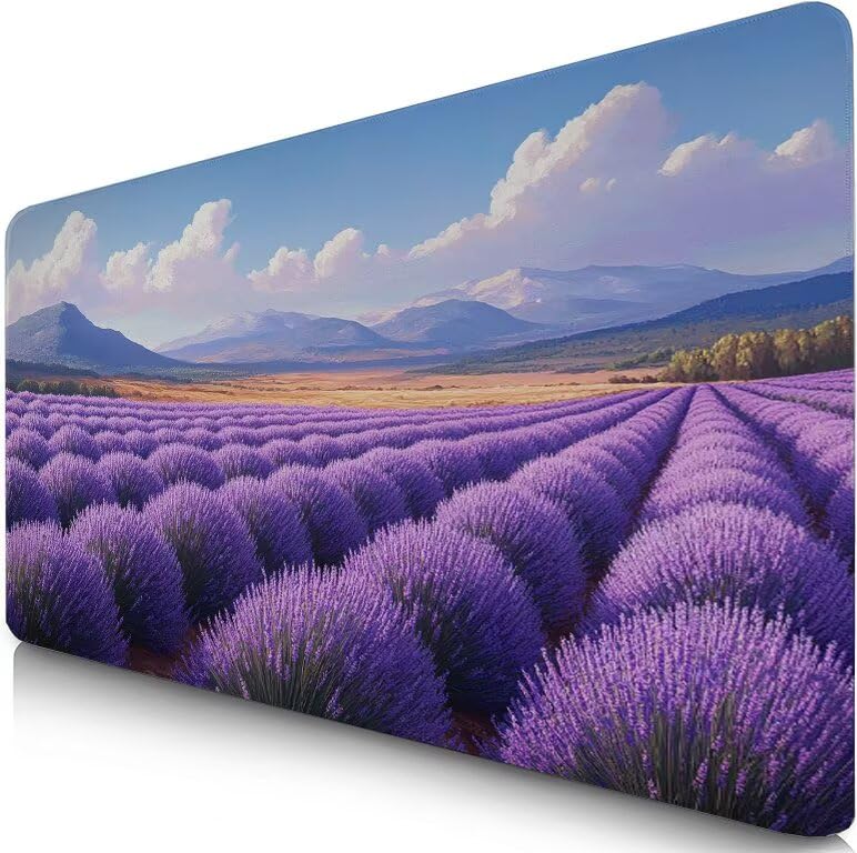 Schreibtischunterlage Lila Mauspad XXL 150x80cm Mousepad Lavendel Gaming Mauspad mit Nicht rutschender Unterlage, Vernähte Kanten WassXerdicht Anti-Rutsch Maus Pad für PC, Office Geschenke F0-971 Bild 1