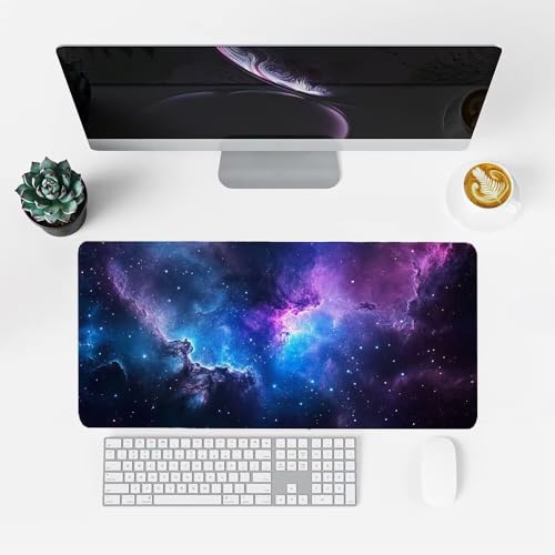 Lila Mauspad 900x500x3mm, Mousepad Gaming Mauspad blau Mousepad XXL, Mouse Pad mit Vernähten Kanten und rutschfeste Gummibasis, Schreibtisch Zubehör, Maus Pad für Gaming Tastatur und Maus, f-492 Bild 2