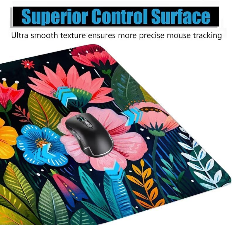 Schreibtischunterlage Bunt Mauspad XXL 150x80cm Mousepad Blume Gaming Mauspad mit Nicht rutschender Unterlage, Vernähte Kanten WassXerdicht Anti-Rutsch Maus Pad für Laptop, Office Geschenke F0-956 Bild 5