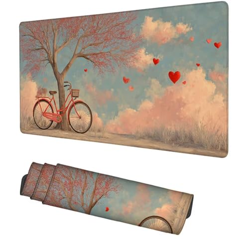 Fahrrad Mauspad 900x500x3mm, Mousepad Gaming Mauspad Baum Mousepad XXL, Mouse Pad mit Vernähten Kanten und rutschfeste Gummibasis, Schreibtisch Zubehör, Maus Pad für Gaming Tastatur und Maus, f-500 Bild 1