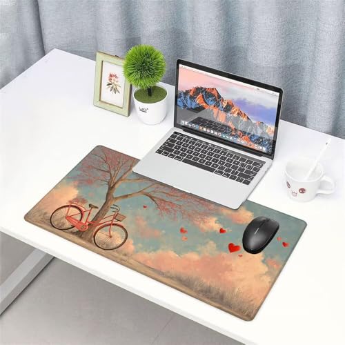 Fahrrad Mauspad 900x500x3mm, Mousepad Gaming Mauspad Baum Mousepad XXL, Mouse Pad mit Vernähten Kanten und rutschfeste Gummibasis, Schreibtisch Zubehör, Maus Pad für Gaming Tastatur und Maus, f-500 Bild 3