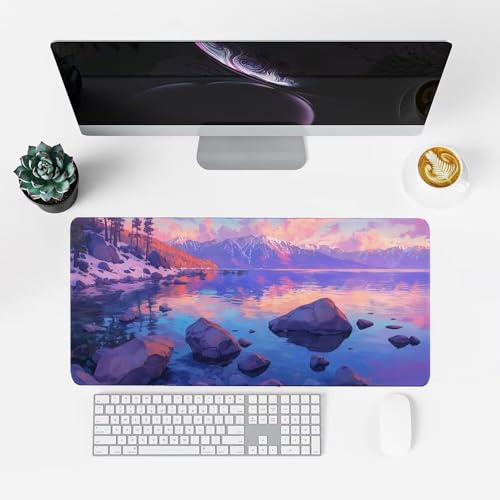 Lila Mauspad 900x500x3mm, Mousepad Gaming Mauspad Stein Mousepad XXL, Mouse Pad mit Vernähten Kanten und rutschfeste Gummibasis, Schreibtisch Zubehör, Maus Pad für Gaming Tastatur und Maus, f-494 Bild 2