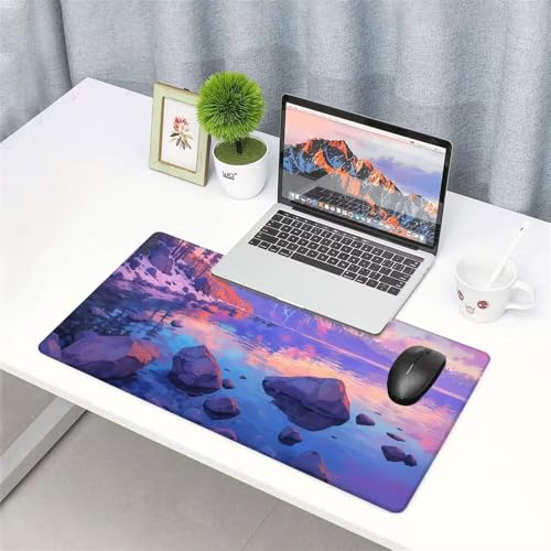 Lila Mauspad 900x500x3mm, Mousepad Gaming Mauspad Stein Mousepad XXL, Mouse Pad mit Vernähten Kanten und rutschfeste Gummibasis, Schreibtisch Zubehör, Maus Pad für Gaming Tastatur und Maus, f-494 Bild 3