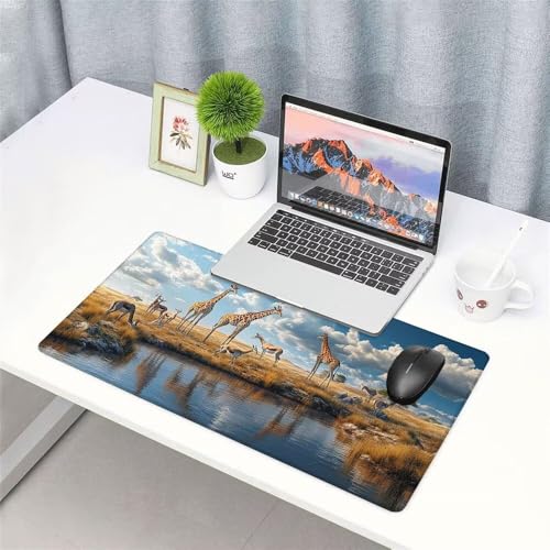 Giraffe Mauspad 1000x500x3mm, Mousepad Gaming Mauspad Steppe Mousepad XXL, Mouse Pad mit Vernähten Kanten und Rutschfeste Gummibasis, Schreibtisch Zubehör, Maus Pad für Gaming Tastatur und Maus, f-470 Bild 3