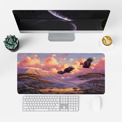 Lila Mauspad 900x500x3mm, Mousepad Gaming Mauspad Adler Mousepad XXL, Mouse Pad mit Vernähten Kanten und rutschfeste Gummibasis, Schreibtisch Zubehör, Maus Pad für Gaming Tastatur und Maus, f-482 Bild 2