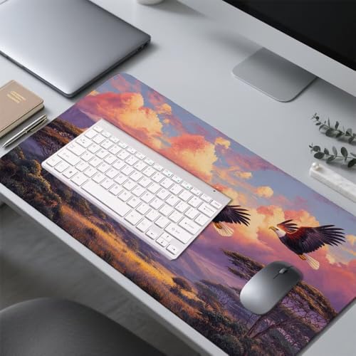 Lila Mauspad 900x500x3mm, Mousepad Gaming Mauspad Adler Mousepad XXL, Mouse Pad mit Vernähten Kanten und rutschfeste Gummibasis, Schreibtisch Zubehör, Maus Pad für Gaming Tastatur und Maus, f-482 Bild 4